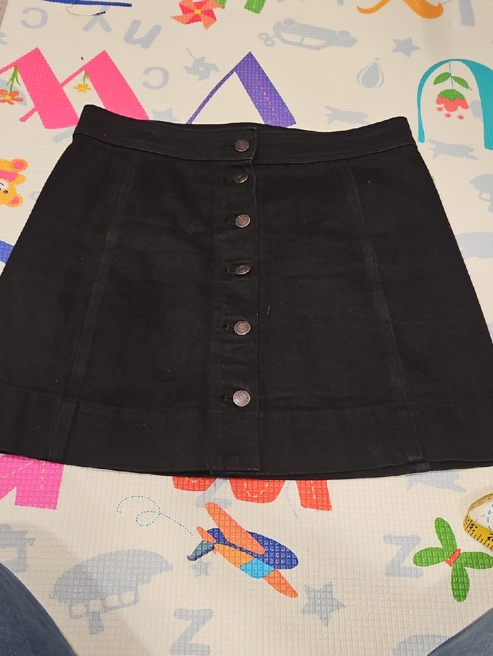 J. Crew Mercantile Black Button-Front Mini Skirt